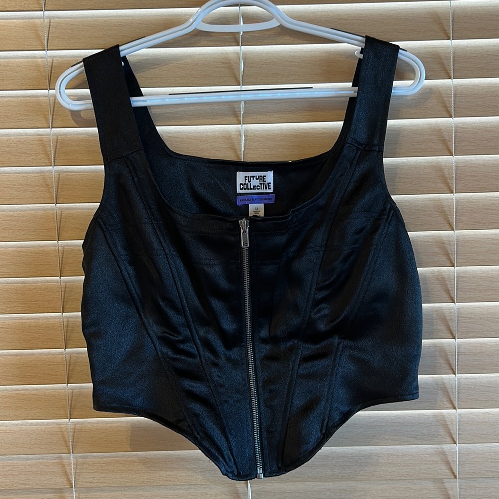 Black, corset crop top